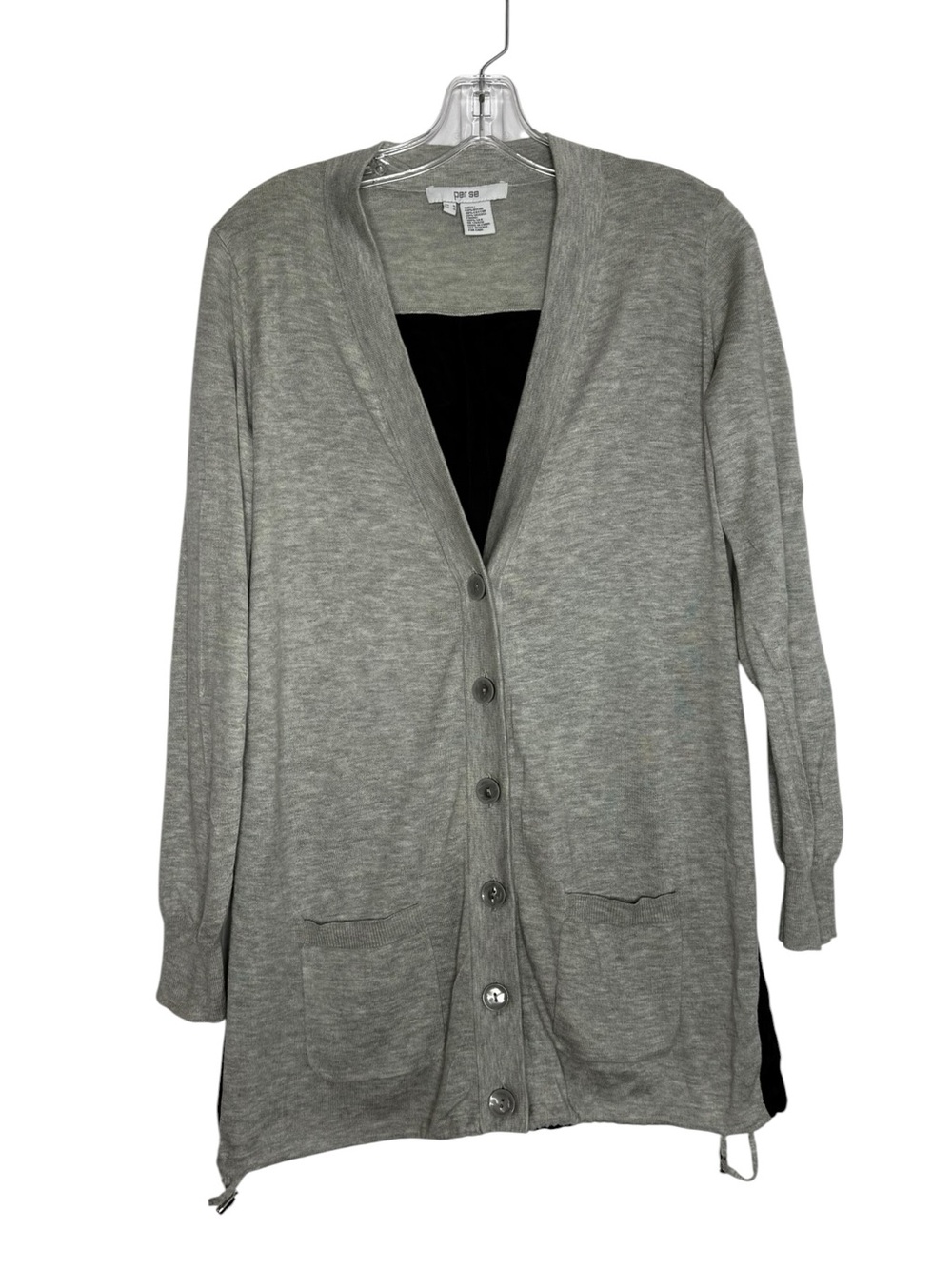 Per Se Gray Open Front Cardigan Size Small Silk Blend Button Front Knit